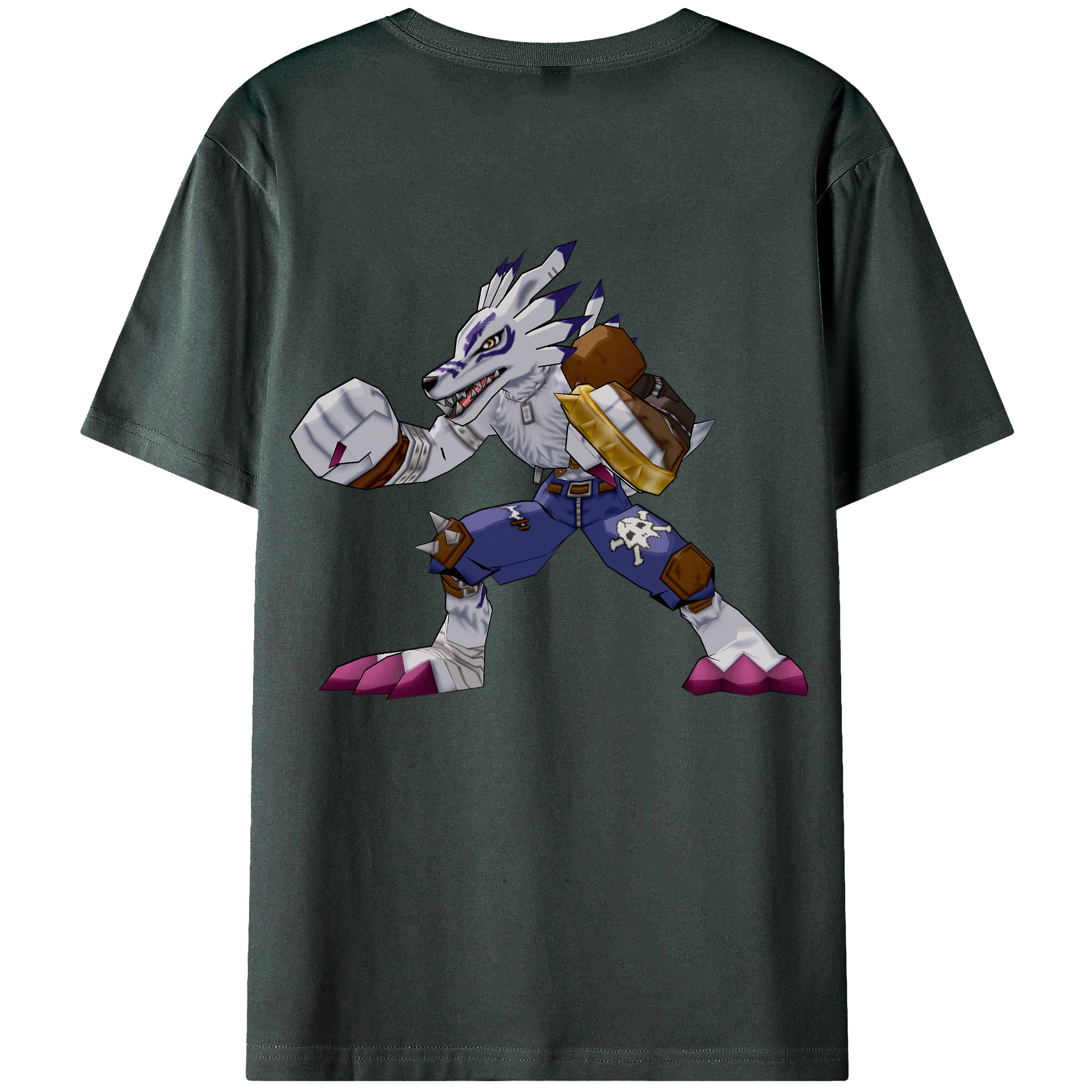 （画像用） Digimon デジタルモンスター/デジモン 綿100％ メンズ半袖Tシャツ（バックプリント） 通気性